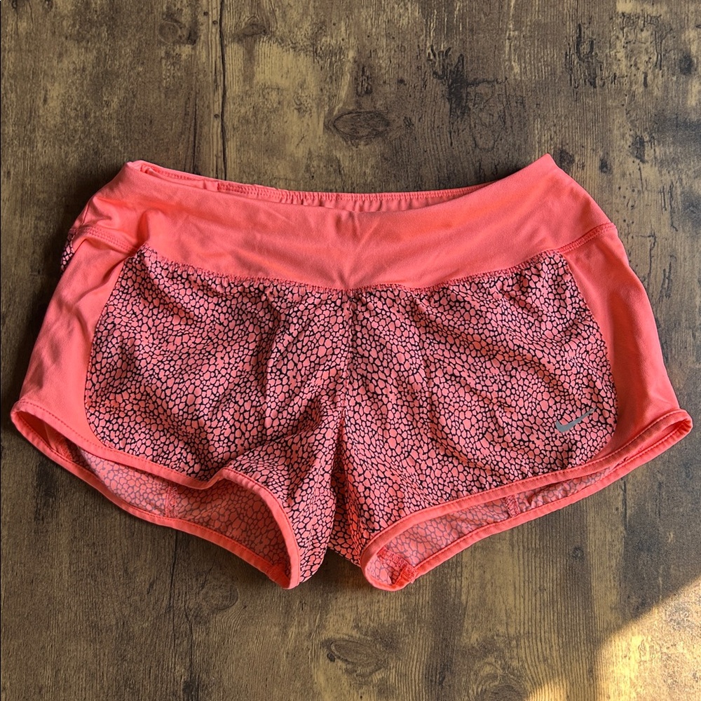 Coral and Black Nike Shorts
